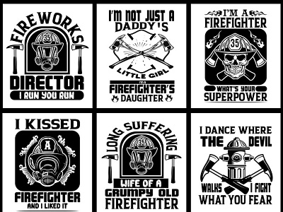 Fire Fighter T-Shirt Design bundle 3 branding design icon illustration logo typography vector