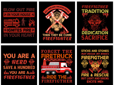 Fire Fighter T-Shirt Design bundle 4 branding design icon illustration logo typography ui vector