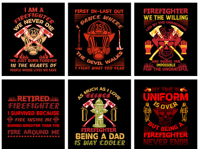 Fire Fighter T-Shirt Design bundle 5 branding design icon illustration logo typography vector