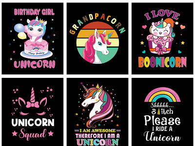 Unicorn T-Shirt Design bundle 2 branding design graphic design icon illustration logo typography vector