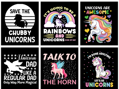 Unicorn T-Shirt Design bundle 3 branding design graphic design icon illustration logo typography vector