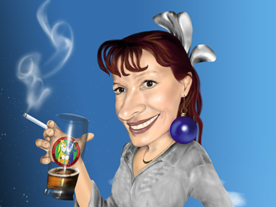 Lady´s Caricature beer caricature cigarrette lady portrait