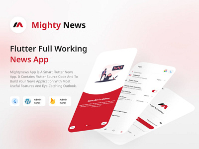 MightyNews - Flutter 2.0 News App with Wordpress + Firebase back app design flutter ui ux wordpress backend