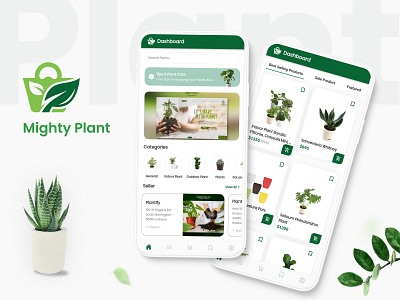 Mighty plant app app design flutter green plants shop ui