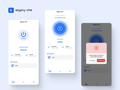 MightyVPN android app appdesign design flutter graphic design ios ui vpn