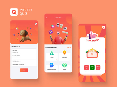 MightyQuiz android app appdesign design flutter ios quiz quizapp ui