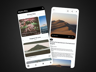 MightyBlogger(travel blog) android app design flutter ios travel travelblog ui