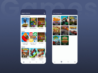 MightyGames android app design flutter fun gameapp graphic design ios ui