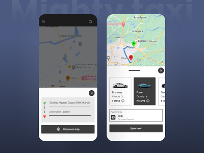 Mighty Taxi app uber clone ui