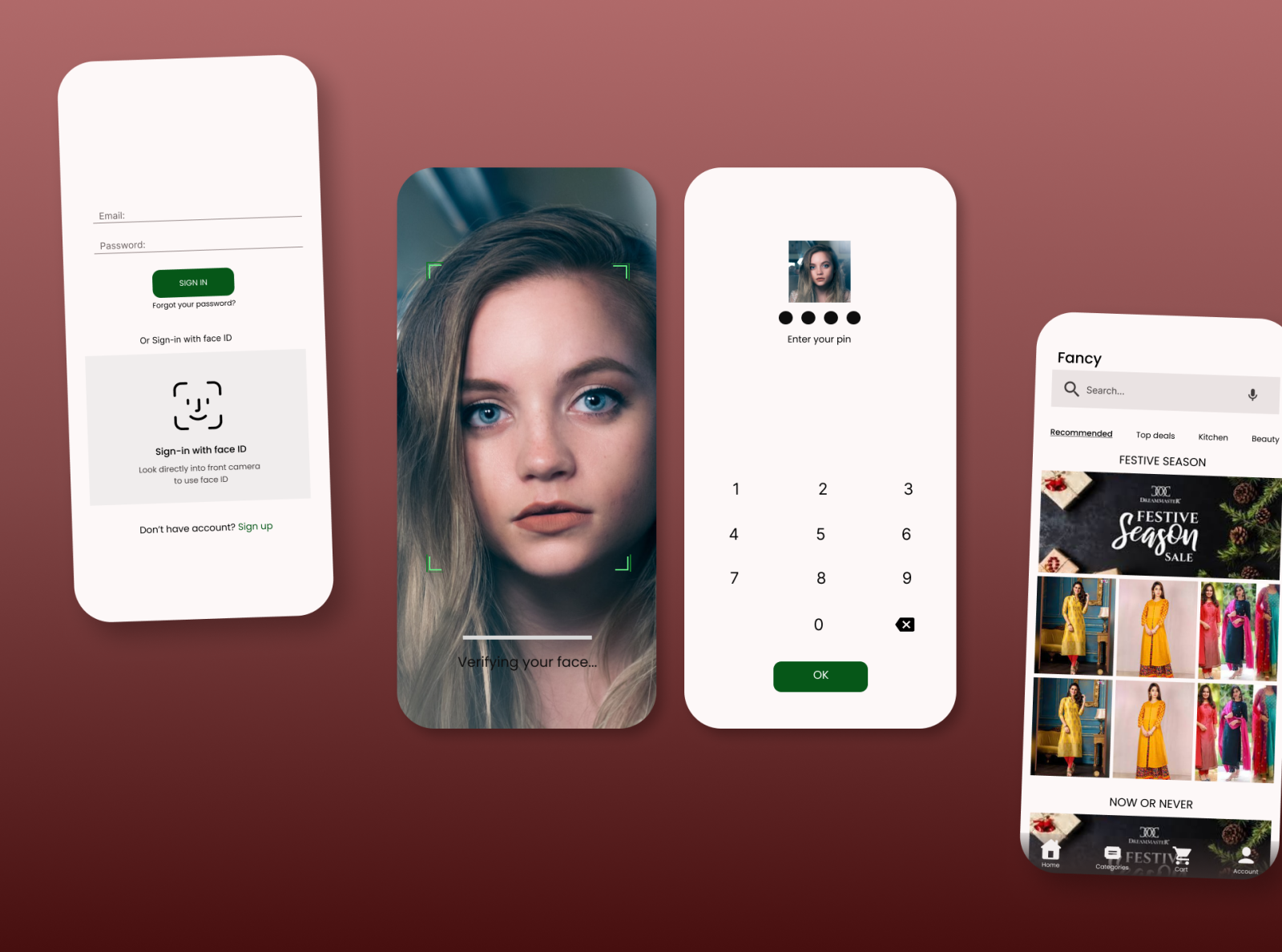 Shopping dashboard with face Id authentication by Riya Chatterjee on ...