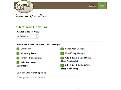 Danbury Glen New Homes Website webdesign website design