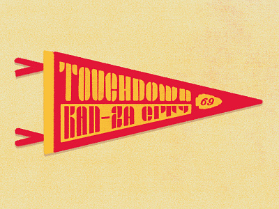 Touchdown Kan-za City pennant 1969 2019 brand chiefs design football gold kansas city kc kcmo nfl pennant red sports super bowl texture typography yellow