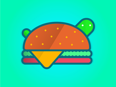 Turtleburger animal burger cute mexico minimal turtle vector