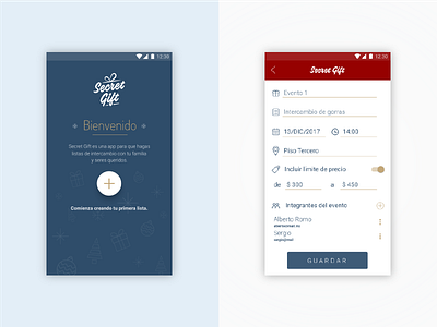 Secret Gift App android app blue christmas gift mobile app secret santa ui ux xmas