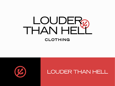 Louder than Hell apparel branding fashion icon identity lockup logo logo design modern logo pitchfork