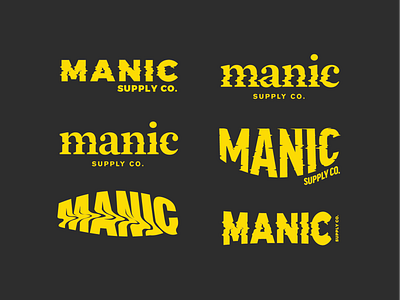 Manic Supply Co apperal branding clothing glitch grunge lockup logo logo play logotype movement process streetwear wave yellow