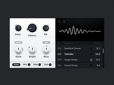 Resonitariu-m audio chart gui interface knob minimal music plugin simple ui wave