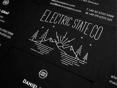Business cards black card branding business card company design electric esco identity illustration monochrome state twin peaks