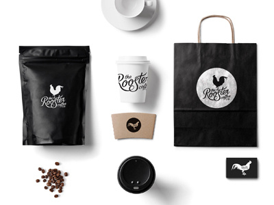 The Rooster branding coffee design layout lettering logo product type typography