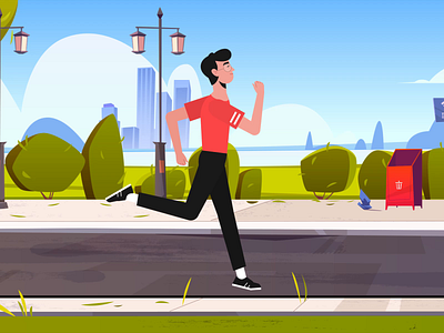 Running 2d animation boy character flat graphic design motion motion graphics parallax park run run cycle running running man walk cycle