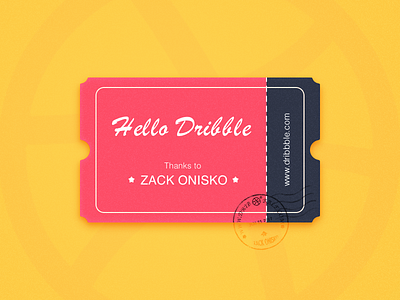 Hello Dribbble dribbble hello illustration postmarked ticket