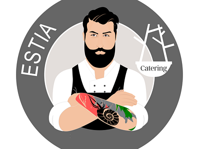 Logo with a chef's figure for catering branding design illustration logo vector