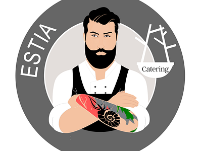 Logo with a chef's figure for catering