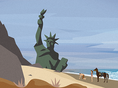 Planet of the Apes - Final scene ape charlton heston illustration movie movies nova planet of the apes pota statue of liberty