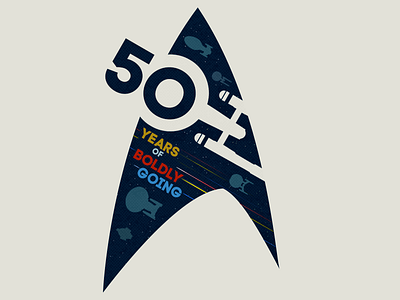 50 Years of Boldly Going contest flat design flight graphic design illustration sci fi space spaceship star trek t shirt