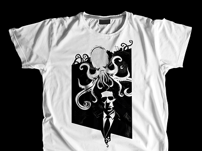 Cthulhu T-Shirt Design black and white cthulhu horror lovecraft monster sea t-shirt tentacle