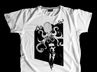 Cthulhu T-Shirt Design black and white cthulhu horror lovecraft monster sea t shirt tentacle