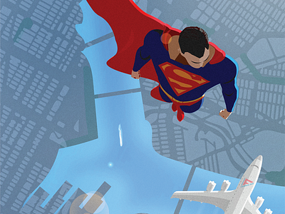 Metropolis Morning Commute clouds dc comics fan art green lantern hero illustration superhero superman superman80 vector