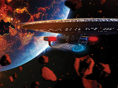 A Galaxy Class Disaster! 1701 d enterprise environment illustration lava planet science fiction space space ship star trek starfleet starship