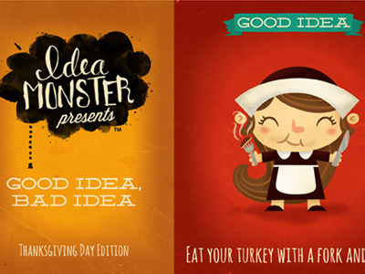 Happy Turkey Day idea idea monster illustration pilgrims thanksgiving turkey