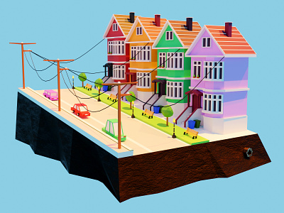 Colorful Houses 3d blender color colorful house