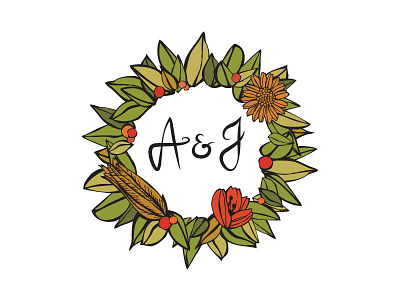 Invite Wreath hand lettering illustration invitation leaves sketch