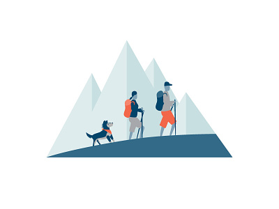 Who We Are Hiking dog hiking illustration mountain website