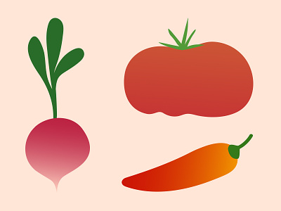 summer produce fruit gradient illustration invitation vector vegetable