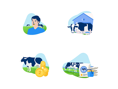 Icon cow design finance flat fram framer header illustration milk vector