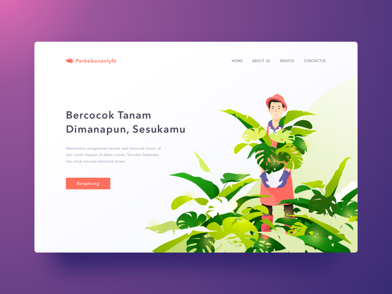 Gardening nature ui sketch leanding page garden header illustration illustrasi activity