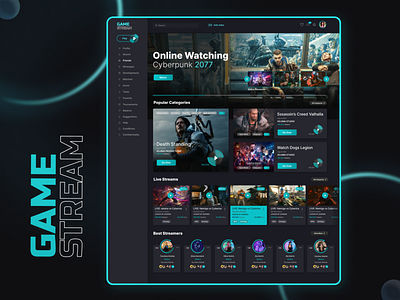 Game Stream Platform UI best dribbbble shot today game game design gaming platform ui live streaming trendy design of game trendy games uiux user interface