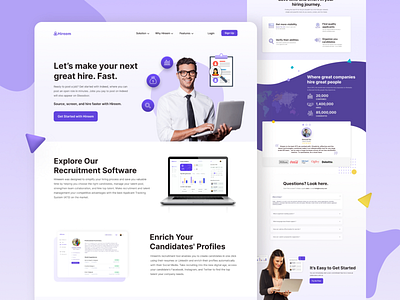 Employee Hiring system Landing Page UI candidates clean design employee hire employee hiring software website figma hiring site landing page ui recruitment website trendy design trendy work uiux user interface design