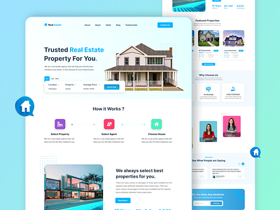 Real Estate Website Landing Page UI building home business home page land landing page ui propertiece properties real estate agency real estate business real estate web ui ux website