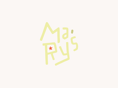 MARY'S I branding bright fresh handwritten illustration logo restaurant star summer