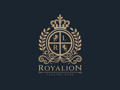 Lion Heraldic Logo Design Template