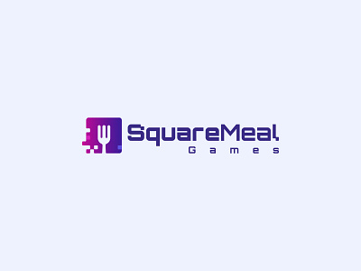 Squaremeal Games logo brand designer brand identity branding digital gaming logo fork logo game logo gaming logo graphic design logo logo designer logodesign meal logo mosaic