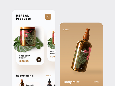Herbal Products App 💅🏻 app design graphic design ui ux