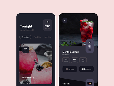 Cocktail App app branding design graphic design ui ux