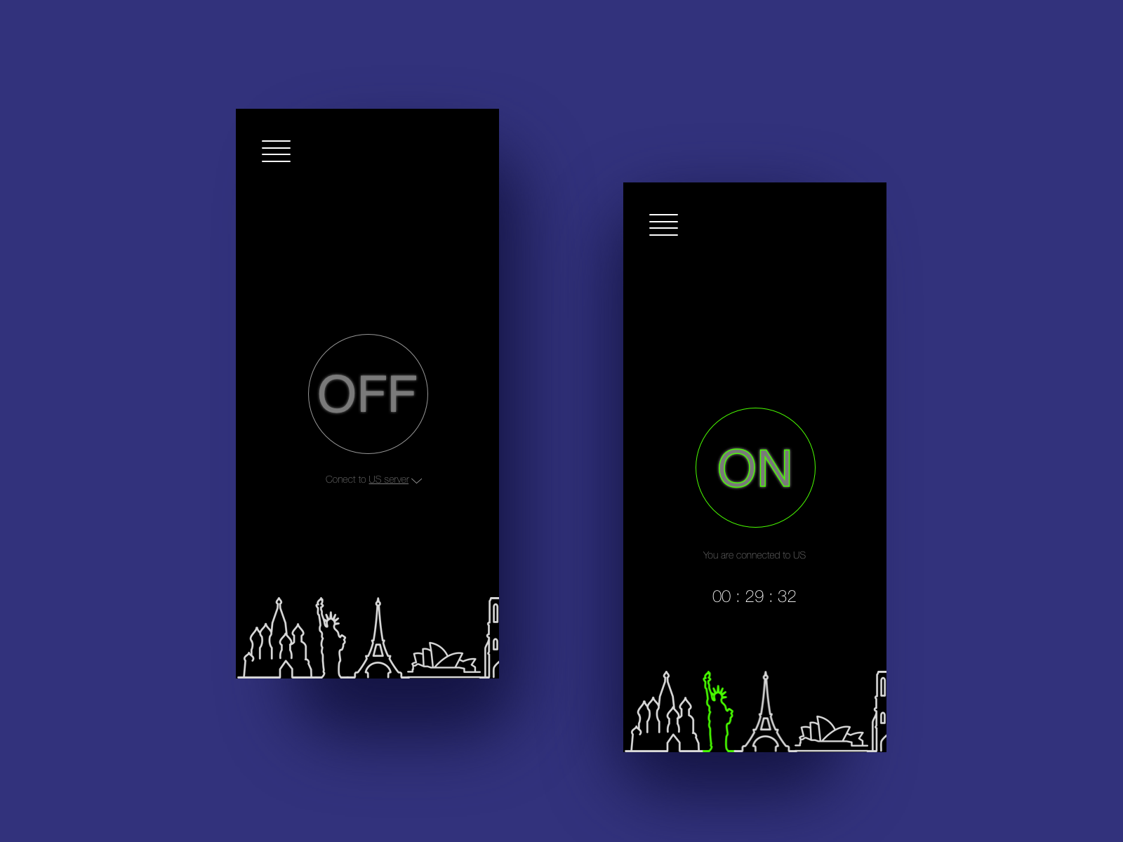 VPN App Concept by Ali Jeirani on Dribbble
