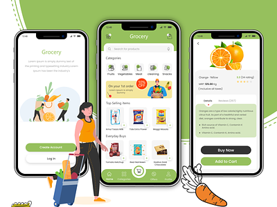 Online Grocery Shopping App graphic design ui